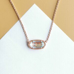 Kendra Scott✨ Elisa Rose Gold Pendant Necklace Dichroic Glass